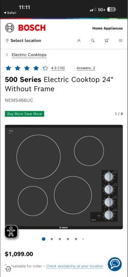 Electric cooktop 24” without frame