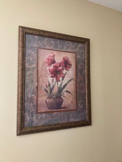Framed Floral  & Globe Map Wall Art Prints, set of 2