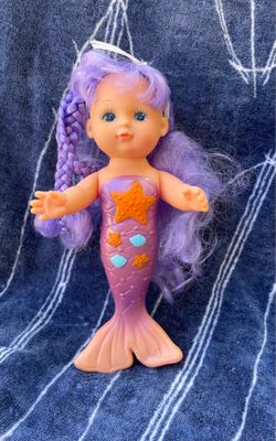 Vintage 1990s Galoob Merbabies Purple Hair Mermaid Baby Doll — Magic Diaper Baby Style