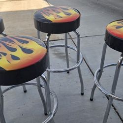 Shop Stool with Flame Design