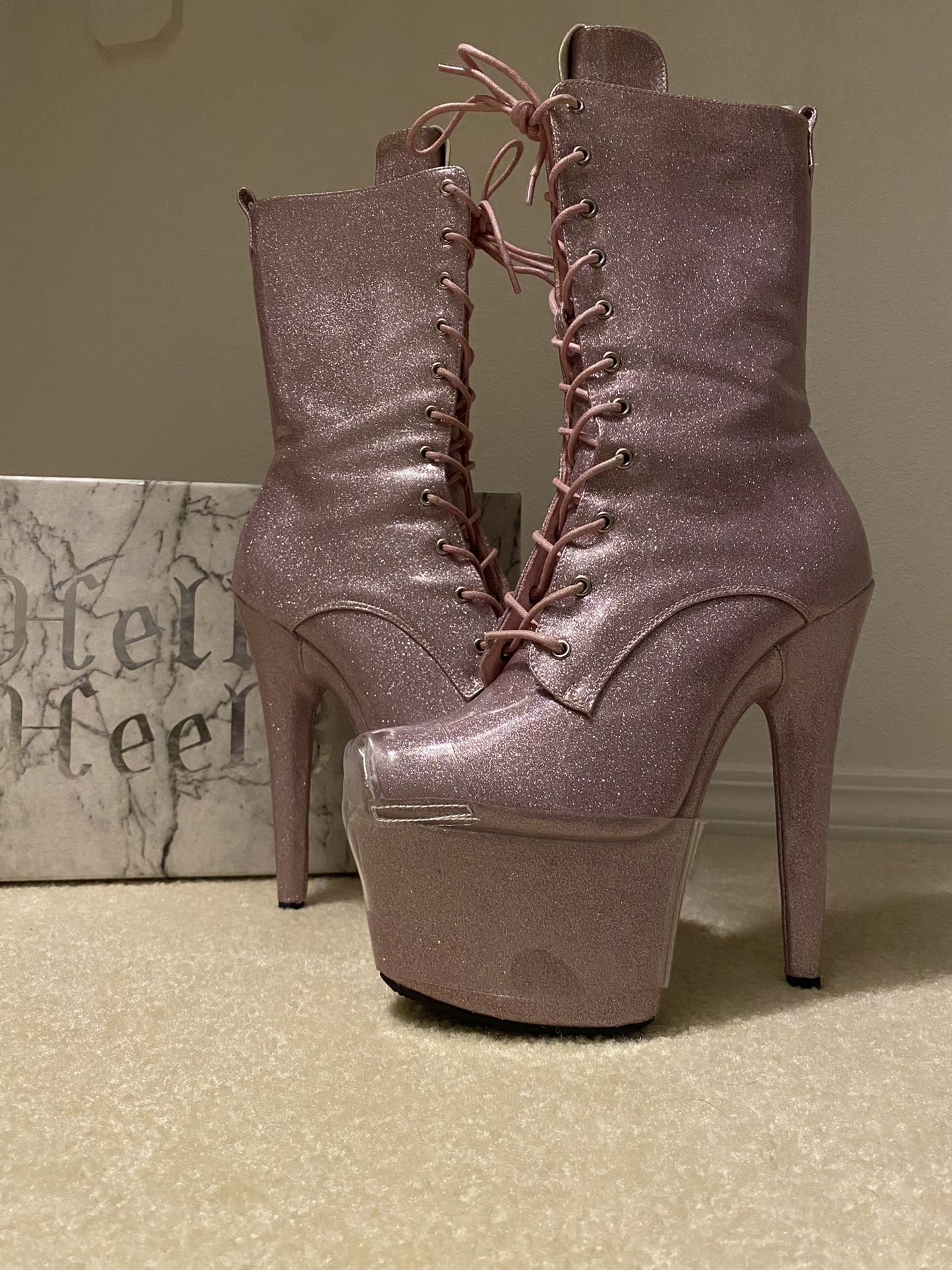 Hella Heels Glitterati Boot - Sugarbaby - 7 INCH; Size 10 