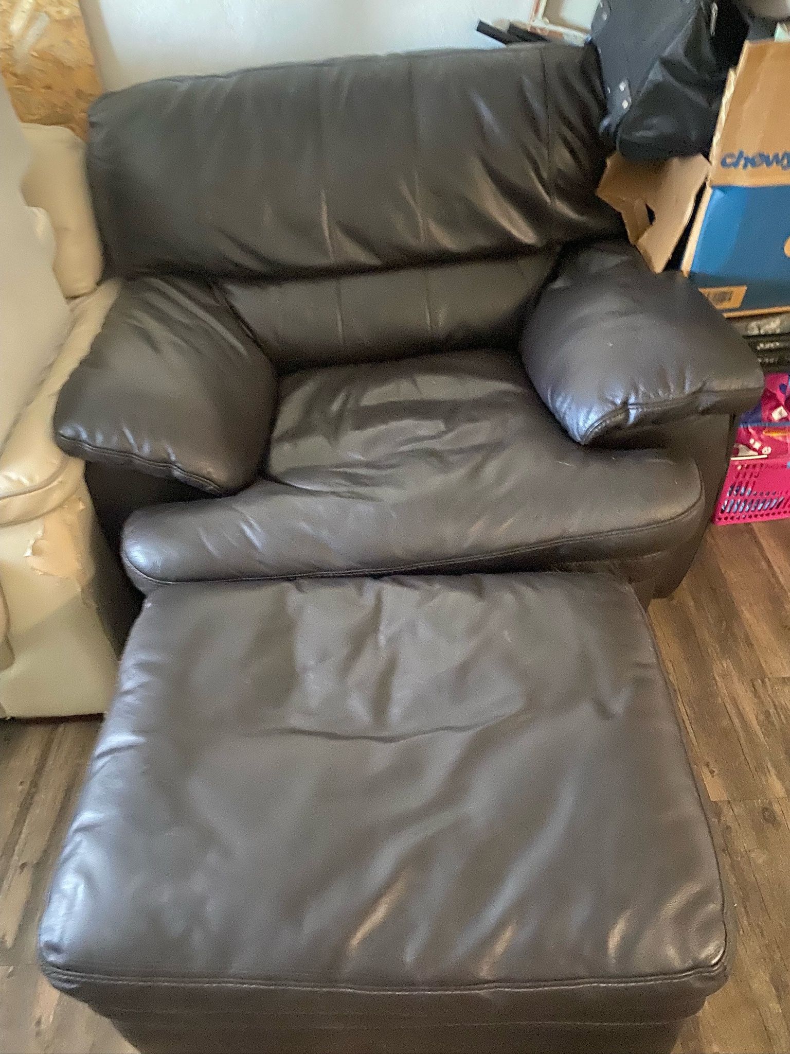 Dark Brown Couch With Ottoman