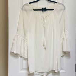 New Direction Cream Bell Sleeve Tunic Top