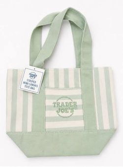 Trader Joe's Striped Mini Canvas Tote Bag