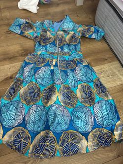 African Print Midi Dress with Zipper size medium like new