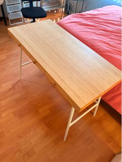 Birch desk with 3 drawers
