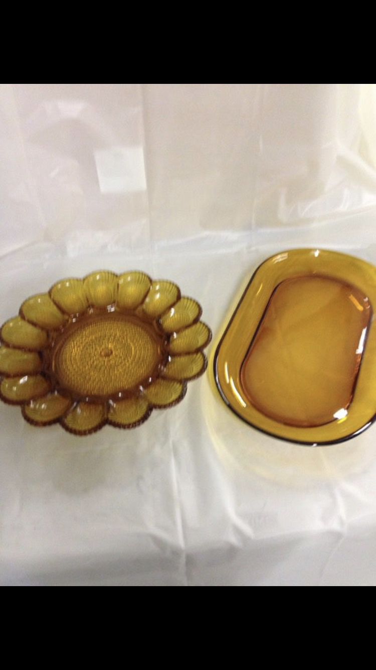 Vintage Amber Glassware-Set of 2