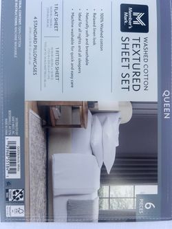 6 pc 100% cotton sheets set White