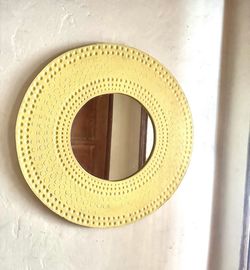 Rustic carved wood mirror 25 inch