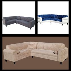 BRAND NEW 7X9FT SECTIONAL COUCHES SOFA  CHAISE. Cuttle  Brown FABRIC 