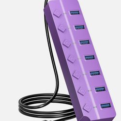 USB Hub 3.0, 7-Port USB Hub Splitter with Individual On/Off Switches and Lights, 3.2ft/1m Long Cable Compatible with MacBook, Laptop, Surface Pro, PS4