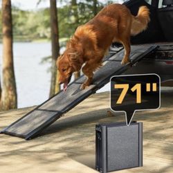 Pet Dog Ramp for Car 71'' X-Long & 17.2" Wide Folding Pet Ramp Dog Ramps for Large Dogs with Non-Slip Rug Surface Portable Dog Car Ramp for SUV Ca
