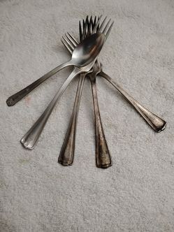 misc Silver plated, 1 spoon, 4 forks