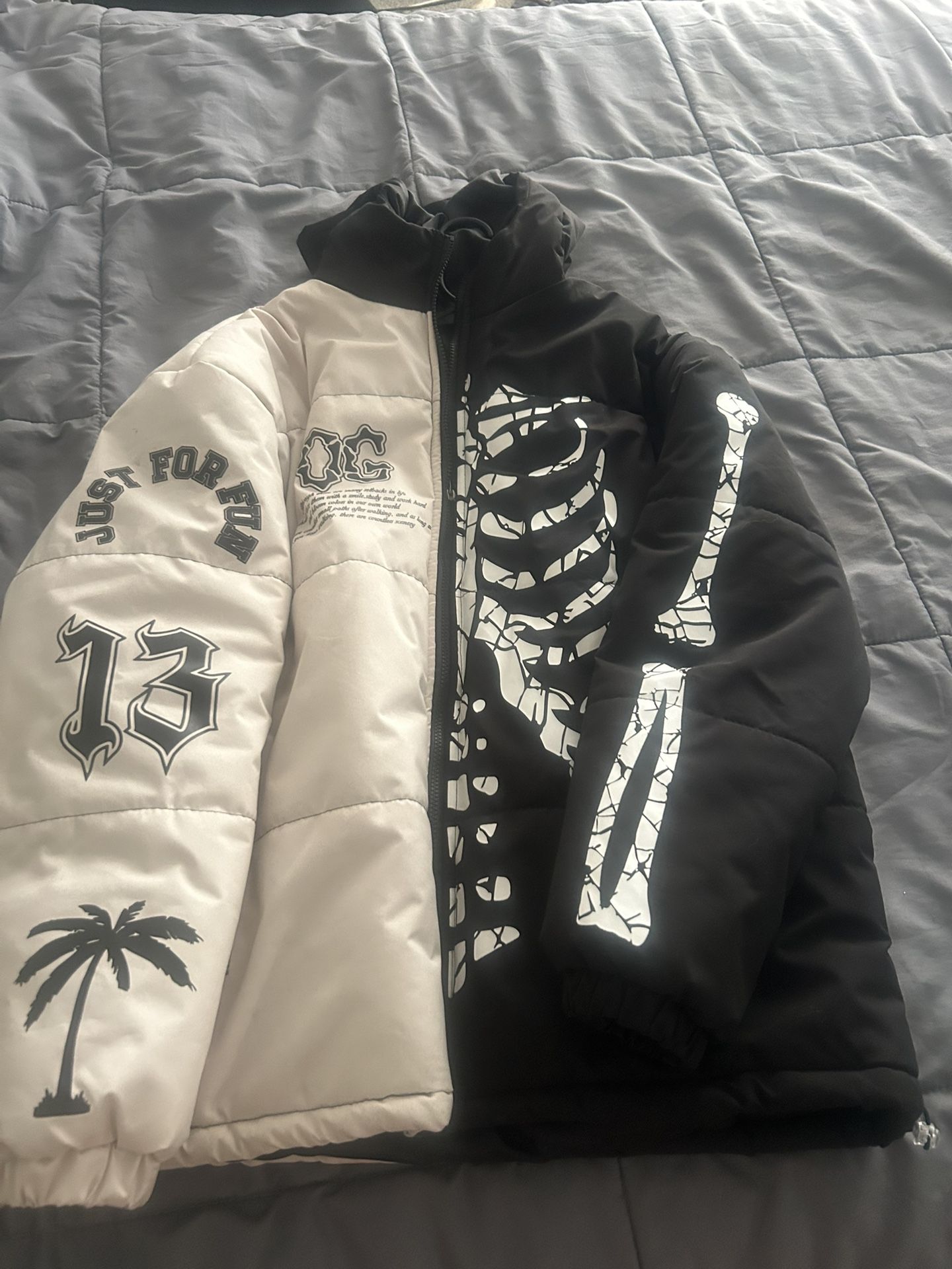 Half x Half Skeleton Designed Zip-Up