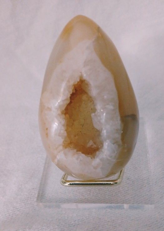 Natural Druzy Agate Crystal Egg from Brazil with Stand (c0026)