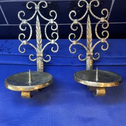 Beautiful Vintage Solid Brass Pillar Wall Candle Holder Sconce