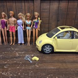 70s Malibu Barbie Ken Francie PJ Sun Lovin Barbie Yellow Volkswagen Car with Key