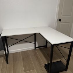 L Shaped White Computer Desk 