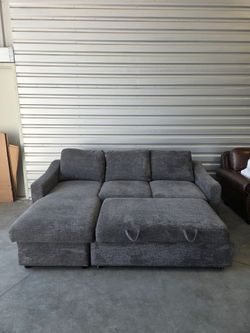 Coddle Aria Fabric Sleeper Sofa with Reversible Chaise and Storage, Gray
Turns into a bed
Has storage

Like new condition, clean no damages