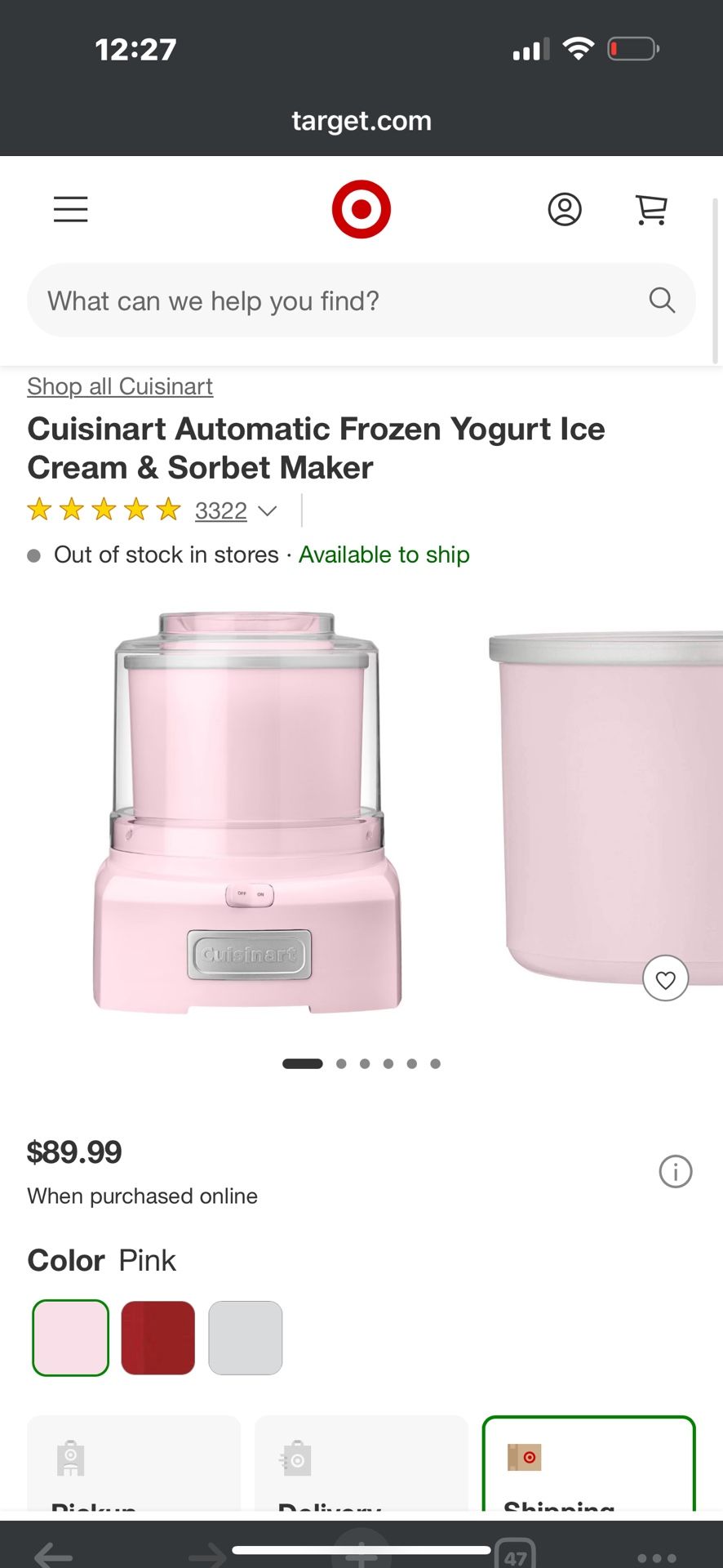 Ice Cream, Sorbet & Frozen Yogurt Machine—BARBIE-Pink Electric Cuisinart)