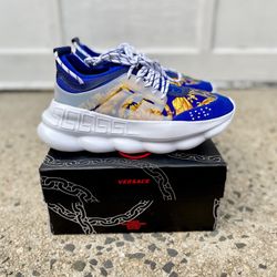 Versace white and gold Chain Reaction sneakers