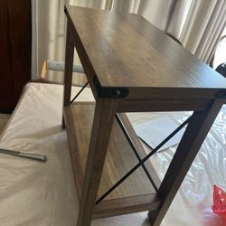 VASAGLE 2-Tier End Table, Side Table with Bottom Shelf, Nightstand for Small Spaces, for Living Room, Bedroom, Farmhouse Style, Honey Brown  New 