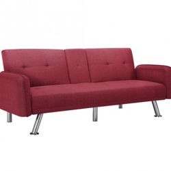 SLEEPER SOFA RED COLOR FABRIC
