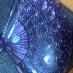 FENTON signed Purple Glass Fan Serving Dish, 10.5” X 7”, RARE/VTG