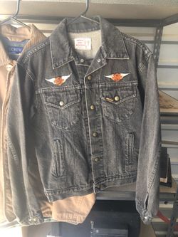Vintage Black Harley Davidson Jean Jacket