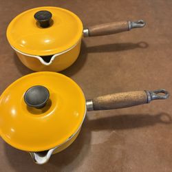 Vintage Le Creuset Wood Handle Sauce Pans