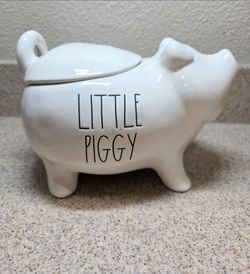Rae Dunn White Little Piggy Canister Farmhouse Cookie Jar