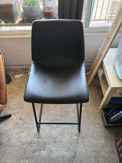 Black Faux Leather Chair with Metal Frame