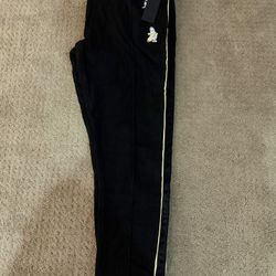 NWT Bananas Monkey Black Yellow Terry Velvet Track Pants Joggers Sweatpants