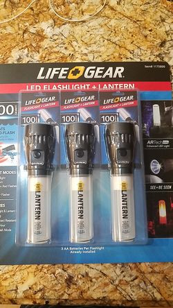LifeGear 5-function flashlights 3pk