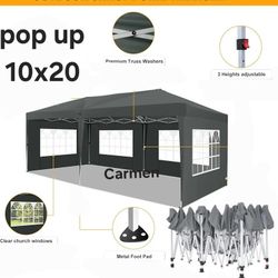 10'x20' Pop Up Canopy Tent with 4 Sidewalls Outdoor Party Tent with Carry Bag, Portable Instant Canopies and Folding Wedding Tent for Garden, backyard