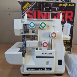 Singer Merrittlock 14u44 Sewing Machine - Extras And Original Box Tested Working

