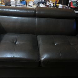 3 Piece Leather Charcoal Grey Sectional