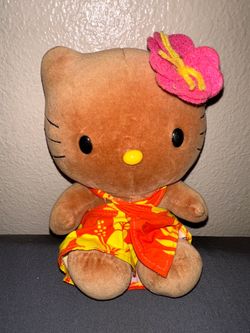 RARE Vintage 2005 Sanrio Hello Kitty Hawaii Hibiscus Sun Tan Sun-Kiss Plush 6”