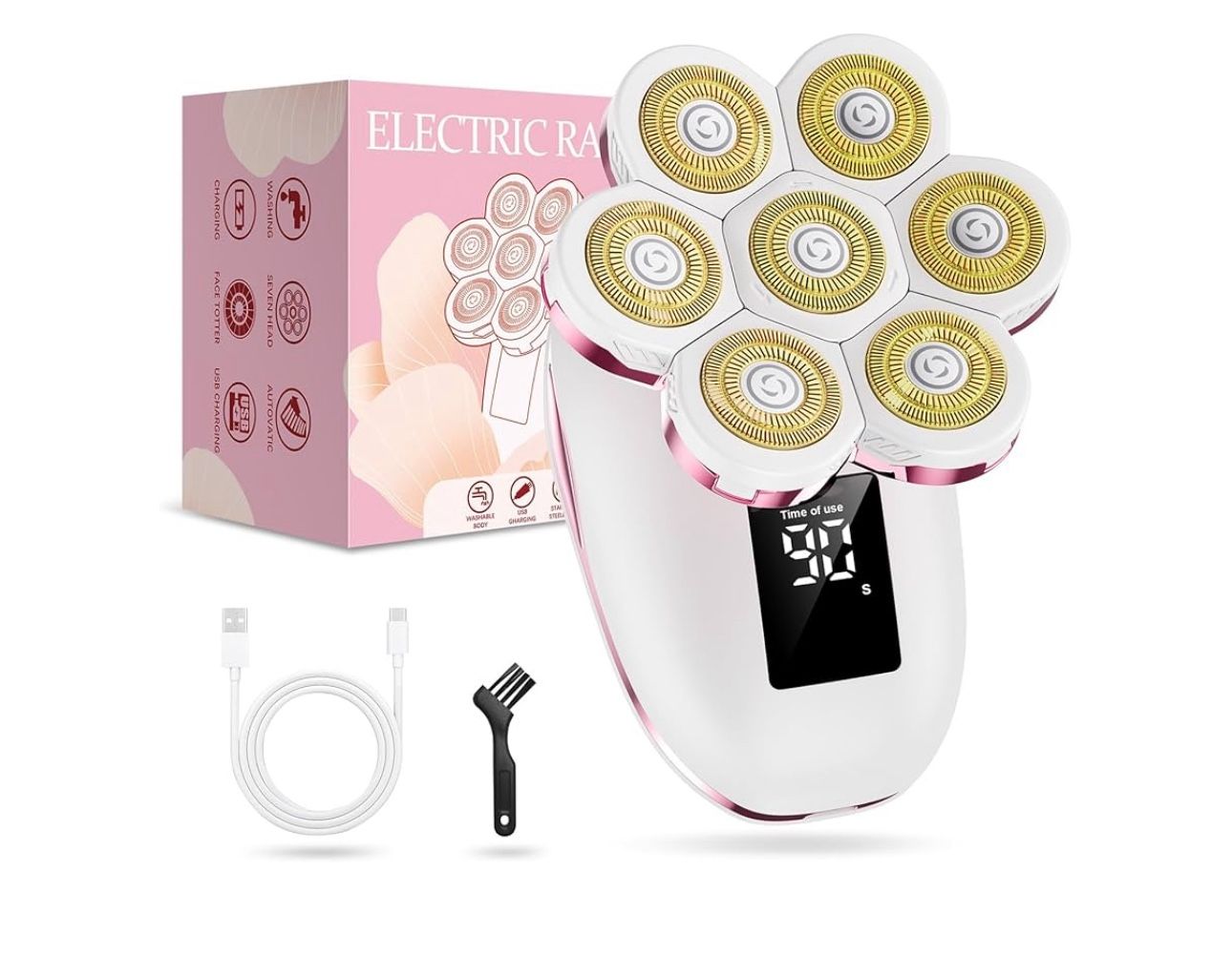 Electric Razors for Women,7D Gifts for Women,Cordless Electric Shaver with Detachable Head Wet/Dry Facial Hair Remover for Legs Painless Water Resista