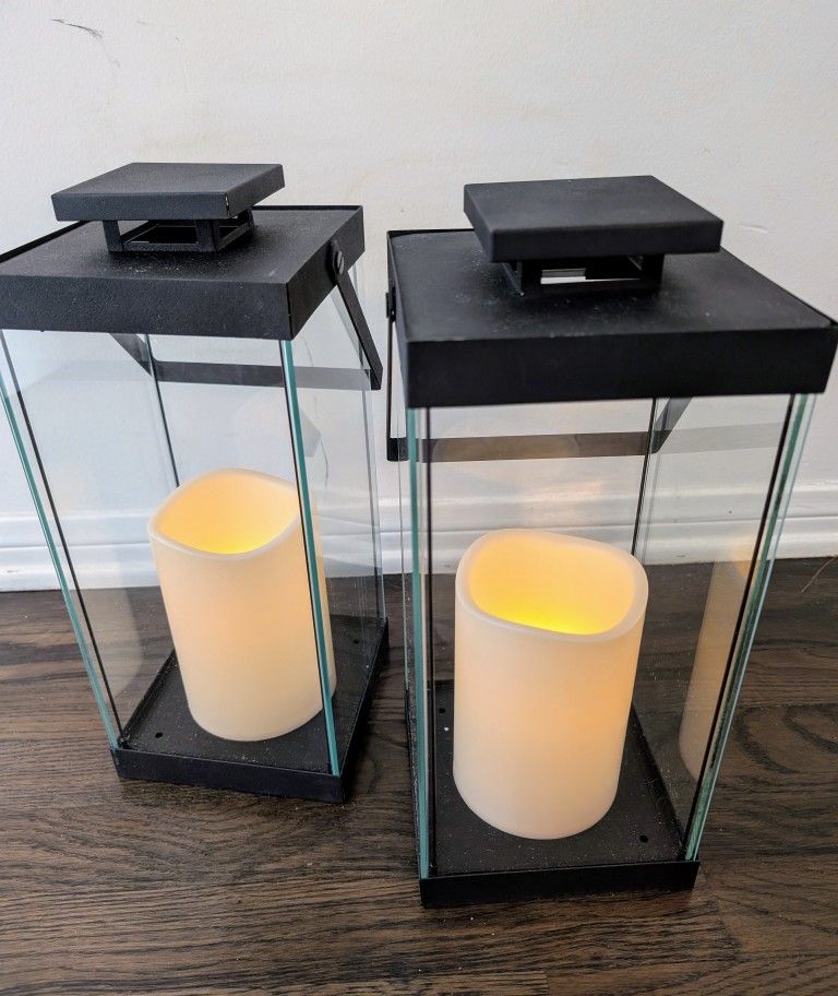 Large Modern Glass Lanterns x2