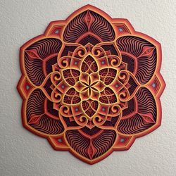 Wall Art Sacred Geometry Mandala Sunflower, 6 layers