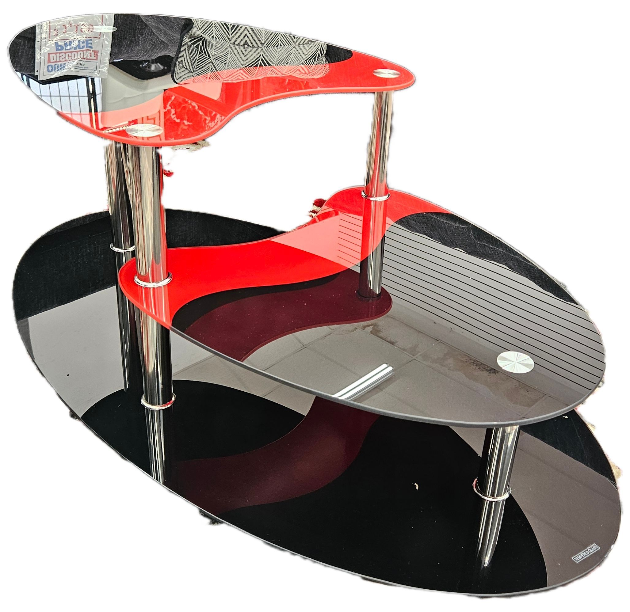Brand new special red and black glass 1pc coffee table only