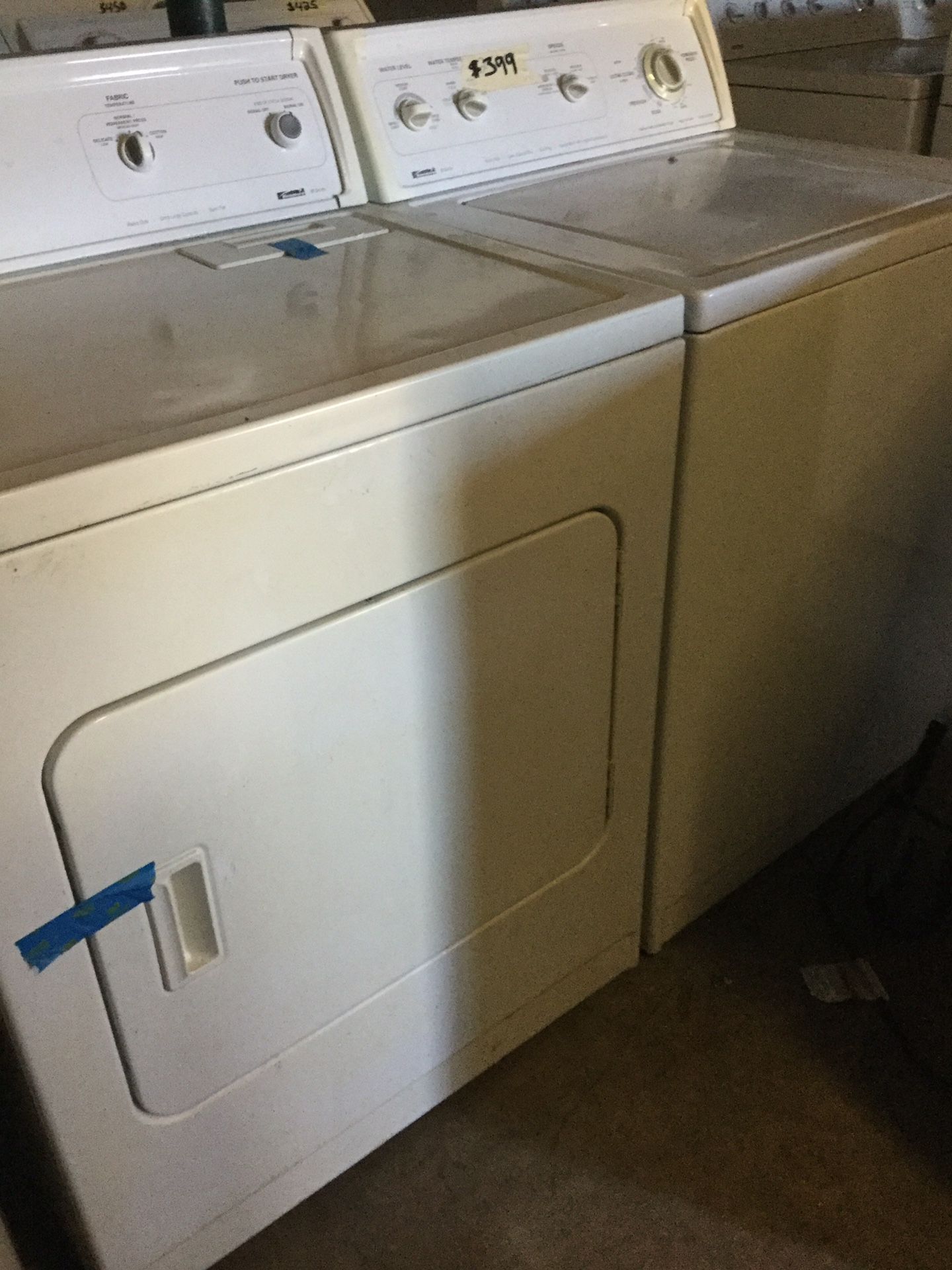 Kenmore washer and dryer set/super capacity/ one year warranty