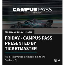 2026 F1 Miami GP Campus Pass Tickets x2