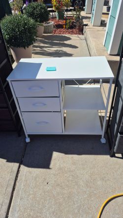 White Rolling Storage Cart with Drawers and Shelves