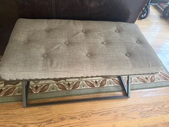 Tufted Upholstered Ottoman with Metal Base