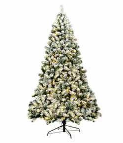 7.5-ft Pre-lit Flocked White Artificial Christmas Tree with 550 White LED Lights