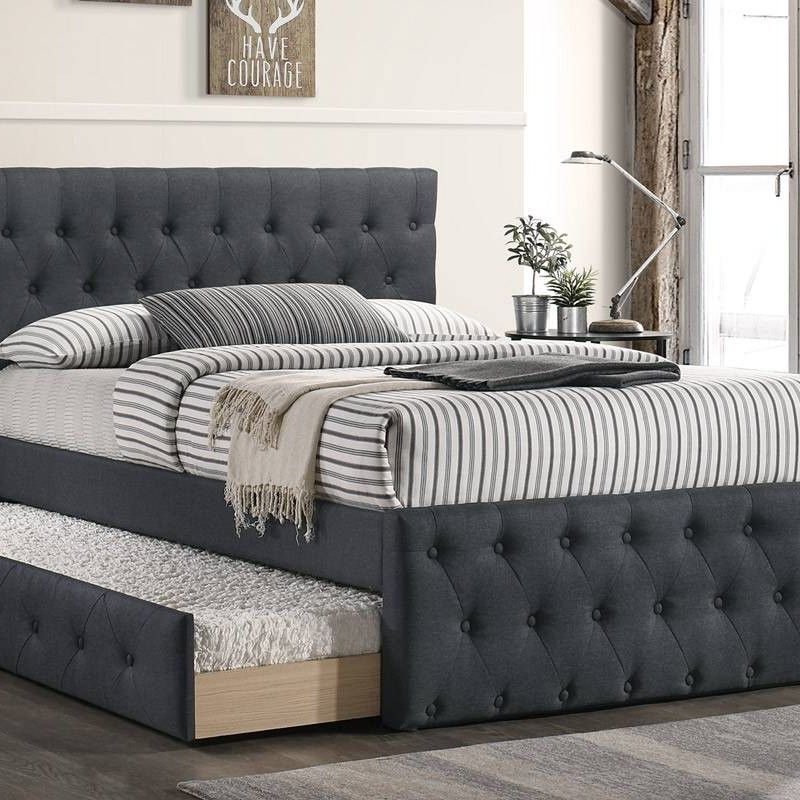 Brand New Dark Grey Twin Bed Frame w Trundle Bed