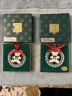 Vintage LENOX CHINA Yuletide TEDDY BEAR Ornament, NEW in Box