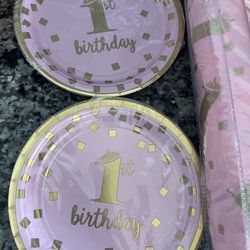 First Birthday Table Cloth And Plates 